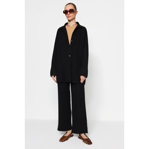 Trendyol Black Slit Detailed Cardigan-Pants Knitwear Suit