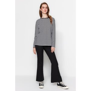 Trendyol Black Striped Long Sleeve Knitted T-Shirt