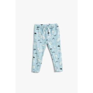 Koton Soft Textured Polar Bear Printed Jogger Sweatpants With Pockets Tie Waist.