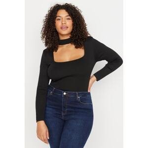 Trendyol Curve Black Collar Detailed Knitted Blouse