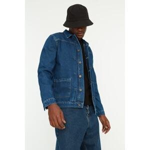Trendyol Navy Blue pánska rebrovaná džínsová bunda