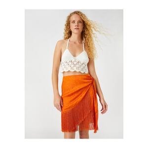 Koton Melis Ağazat X Cotton - Fringed Tie Mini Skirt