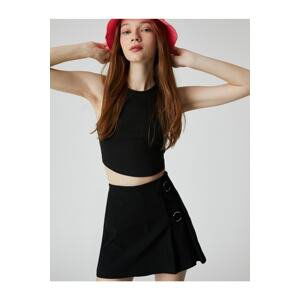 Koton Mini Shorts Skirt Viscose Metal Ring Detailed