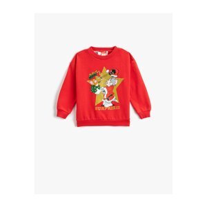 Koton Christmas Themed Tom and Jerry Printed Sweatshirt Licensed