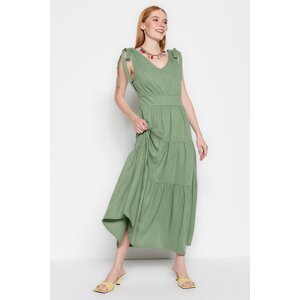Trendyol Khaki A-line/Bell Form Flounce Maxi Woven Dress