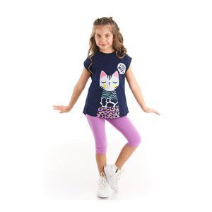 mshb&g Forest Cat Girl's T-shirt Lilac Tights Set