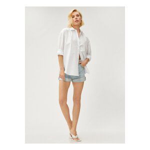 Koton Shirt Collar Plain White Women's Shirt 3sak60011pw