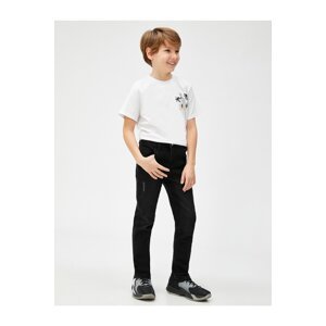Koton Jeans Straight Leg Normal Waist - Straight Jeans with an Adjustable Elastic Waist.