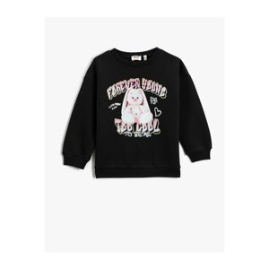 Koton Rabbit Printed Sweatshirt Long Sleeved Crew Neck Sharding