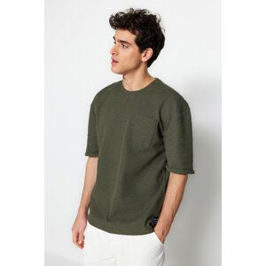 Trendyol Khaki Relaxed Crew Neck Short Sleeve Pocket Label Detail T-Shirt