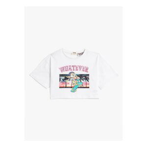 Koton Printed White Girl's T-shirt 3skg10162ak