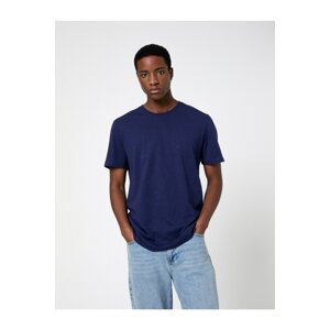 Koton Basic tričko s krátkym rukávom krepový golier bavlna