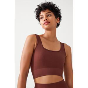 LOS OJOS Women's Brown Straps Ribbed