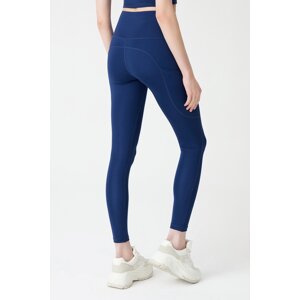 LOS OJOS Navy Blue High Waist Double Pocket Compression Sports Leggings Roba