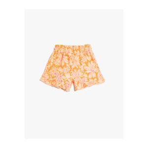 Koton Shorts Linen-Mixed Floral Elastic Waist.