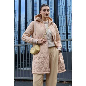 Bigdart 5138 Quilted Long Puffer Jacket - Beige