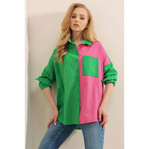 Bigdart 20116 Color Block Shirt - Green