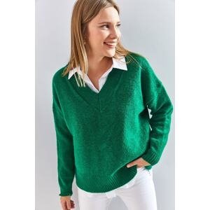 Bianco Lucci Dámsky pletený sveter s výstrihom do V
