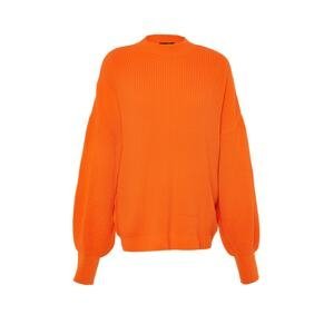 Trendyol Orange Wide Fit Crew Neck Pletený sveter