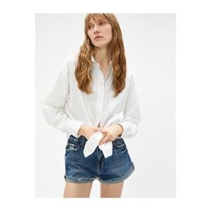 Koton Oversize Poplin Shirt Pocket Cotton Cotton