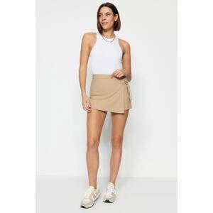 Trendyol Mink Tie and Eyelet Detail Woven Shorts Skirt