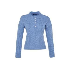 Trendyol Blue Wide Fit mäkký textúrovaný pletený sveter