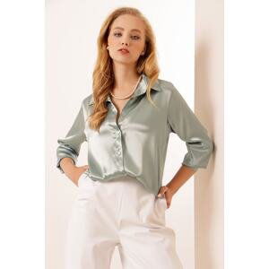 Bigdart 3964 Lightly Flowy Satin Shirt - Cagla