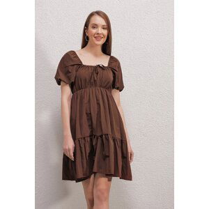 Bigdart 2351 Flare Poplin Dress - Brown