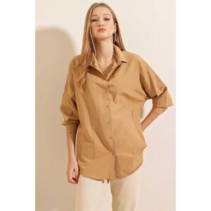 Bigdart 3900 Oversize Long Basic Shirts - Biscuit