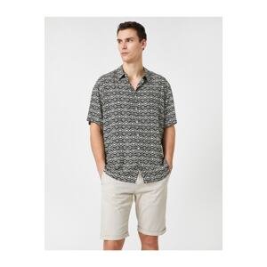 Koton Summer Shirt with Short Sleeves and Ethnic Detailed Classic Collar