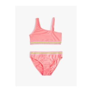 Koton Two-piece Swimwear With Frills, One Shoulder Thin Straps