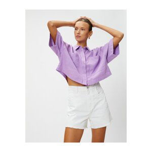 Koton Oversize Crop Shirt Linen Blended