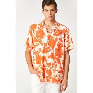 Koton Floral Printed Shirt Short Sleeve Turndown Collar
