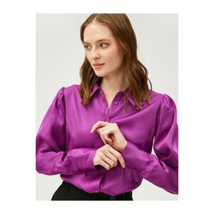 Koton Satin Shirt with Draped Shoulder