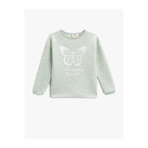 Koton Butterfly Printed Sweatshirt Crew Neck Long Sleeve