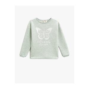 Koton Butterfly Printed Sweatshirt Crew Neck Long Sleeve