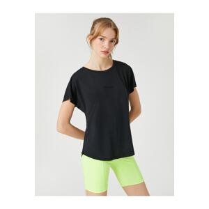 Koton Modal Blended Sports T-Shirt Short Sleeve Printed Silky Textured