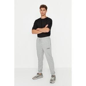 Trendyol Men's Gray Men's Regular/Real fit Rubber Leg Cotton Sweatpants