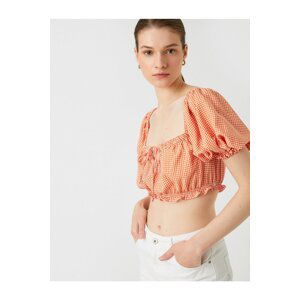 Koton Crop Blouse Square Neck Balloon Sleeve