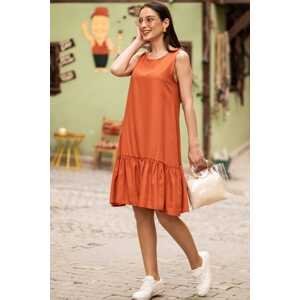 armonika Women's Tile Sleeveless Skirt with Ruffles Dress