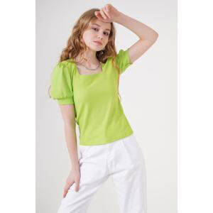 Bigdart 0409 Square Neck Knitted Blouse - E.green