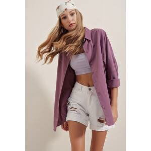 Bigdart 3900 Lilac Oversize Long Basic Shirt