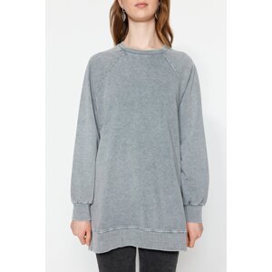 Trendyol Gray Washed Knitted Sweatshirt