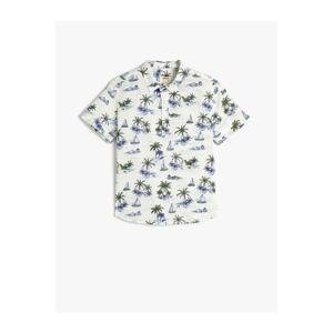 Koton Shirt Half Buttoned Short Sleeve Summer Themed Printed