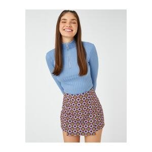 Koton Floral Shorts Skirt High Waist Zipper Closure