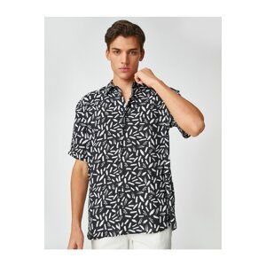 Koton Short Sleeve Shirt Minimal Abstract Printed Classic Collar