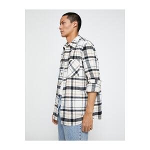 Koton Plaid Lumberjack Shirt Classic Cuff Collar Long Sleeve With Pocket
