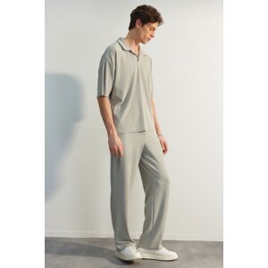 Trendyol Limited Edition Stone Comfortable Cut/Wide Leg Textured Hidden Cord Sweatpants