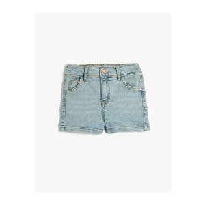 Koton Denim Shorts with Pockets, Cotton, Adjustable Elastic Waist