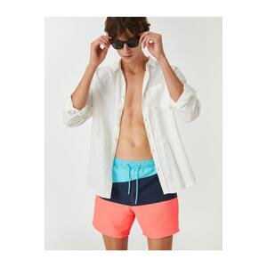 Koton Marine Shorts with Color Block, Lace-Up Waist